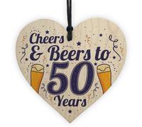 Red Ocean Cheers S Handmade 50Th Birthday Decorations Novelty Gifts Men Wooden Heart Gift For Friend Dad Brother