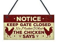 RED OCEAN Chicken Gifts Hanging Warning Sign For Gate Garden Funny Chicken Coop Hen House Sign Novelty Gifts For Chicken Lover