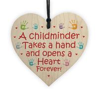 Red Ocean Childminder Thank You Gift Wood Hanging Heart Teacher Friendship Gift Keepsake