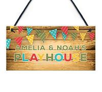 RED OCEAN Childs Playhouse Sign Personalised Garden Shed Hanging Sign Son Daughter Gift