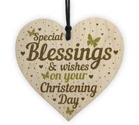 Red Ocean Christening Plaque Baby Boy Girl Gift Wooden Heart Keepsake Godson Goddaughter Gift For Friend