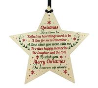 RED OCEAN CHRISTMAS BAUBLE Wooden Star Memorial Plaque For Mum Dad Nan Grandad Friend Tree Decoration