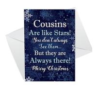 RED OCEAN Christmas Card For Cousin, Cousins Are Like Stars, Cute Cousin Christmas Card, Christmas Card For Him Her