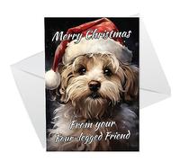 RED OCEAN Christmas Card From Dog Cockapoo Funny Dog Greetings Card Cockapoo Christmas Card For Mum Dad Dog Christmas Cards