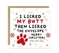 RED OCEAN Christmas Card From The Dog With Kraft Envelope Funny Christmas Card For Dog Owner Dad Mum From The Rude Cards