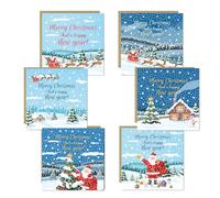 RED OCEAN Christmas Cards Multipack of 6 Xmas Santa Cards For Family and Friends, Merry Christmas Card For Grandchildren Kids Boys and Girls Teachers