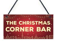 Red Ocean Christmas Corner Bar Novelty Bar Sign For Home Gin Wine Cocktail Gift Hanging Plaque