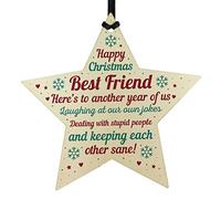 RED OCEAN Christmas Friendship Quote Gift For Women Men Wooden Hanging Tree Decoration Bauble Plaques Funny Gifts For Her Him
