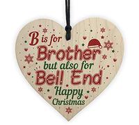 RED OCEAN Christmas Funny Gifts For Brother Hanging Handmade Wooden Heart Novelty Xmas Gift From Sister Keepsake