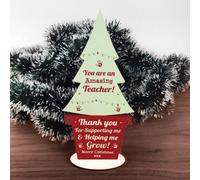 Red Ocean Christmas Gift For Amazing Teacher Wood Christmas Tree Thank You
