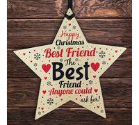 Red Ocean Christmas Gift For Best Friend Wooden Star Christmas Tree Bauble