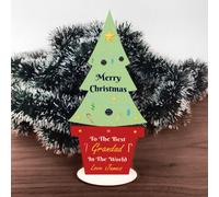 Red Ocean Christmas Gift For Grandad Wood Standing Christmas Tree