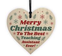 Red Ocean Christmas Gift For Your Teaching Assistant Ta Hanging Wooden Heart Teacher Gift From Child