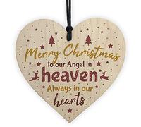RED OCEAN Christmas In Heaven Wooden Heart In Memory Of Dad Mum Memorial Xmas Tree Bauble Decoration