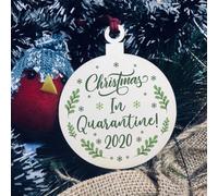 Red Ocean Christmas In Quarantine Christmas Bauble Wood Christmas Tree Decoration 2020 Lockdown Gifts