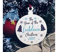 RED OCEAN Christmas Lockdown Personalised Wooden Hanging Bauble 2020 Christmas Tree Decorations