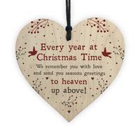 Red Ocean Christmas Memorial Bauble Hanging Wooden Heart Memorial Sign Tree Memorial Plaque
