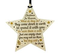 RED OCEAN Christmas Memorial Baubles Wooden Hanging STAR Tree Decoration Plaque Mum Nan Dad Grandad Tribute