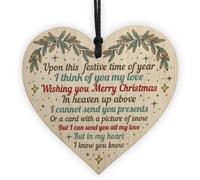 Red Ocean Christmas Memorial Decorations Mum Dad Nan Memorial Handmade Hanging Wooden Tree Bauble Plaque Keepsake