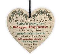 RED OCEAN Christmas Memorial Decorations Mum Dad Nan Memorial Handmade Hanging Wooden Tree Bauble Plaque Keepsake