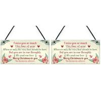 RED OCEAN Christmas Memorial Hanging Grave Side Plaque Rememberance Tree Decoration (Pack of 2)