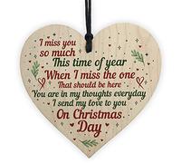 Red Ocean Christmas Miss You Memorial Handmade Hanging Wooden Bauble Tree Decoration Chic Card Sign