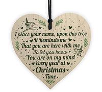 RED OCEAN Christmas Time Memorial Bauble Tree Decoration Handmade Wooden Ornament Xmas Rememberance Gift