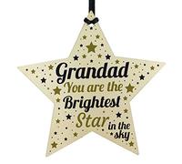 RED OCEAN Christmas Tree Bauble Grave Memorial Ornament For Grandad Wooden Star Keepsake Plaque