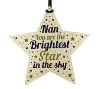 RED OCEAN Christmas Tree Bauble Grave Memorial Ornament For Nany Nanny Wooden Star Keepsake Plaque