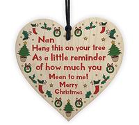 RED OCEAN Christmas Tree Decoration For Nan Novelty Wooden Hanging Bauble Gift For Nan Nanny