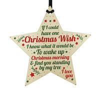 RED OCEAN Christmas Wish Mum Dad Nan Grandad Wooden Star Memorial Tree Decoration Ornament Gift