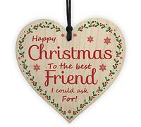 RED OCEAN Christmas Wooden Heart Gift For Friend Tree Bauble Decorations