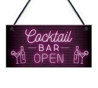 Red Ocean Cocktail Bar Open Hanging Home Bar Man Cave Decor Sign Garden Bar Gifts For Him Her