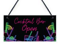 Red Ocean Cocktail Bar Open Sign Hanging Home Bar Plaque Garden Bar Accessories Signs For Home Pub Cocktail Lounge