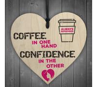 Red Ocean Coffee And Confidence Motivational Real Wood Shabby Chic Heart