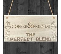 RED OCEAN Coffee & Friends The Perfect Blend Wooden Hanging Plaque Friendship Gift Sign