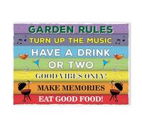 Red Ocean Colourful Garden Rules Sign Hanging Wall Sign Garden Signs And Plaques Shed Summerhouse Sign Home Decor Yard Signs Funny Garden Signs Gift For Him Her