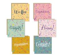 RED OCEAN Congratulations Cards Pack of 6 With Envelopes Colourful Congrats - Encouragement Cards - Appreciation Card For Coworkers - Celebration Card Multipack