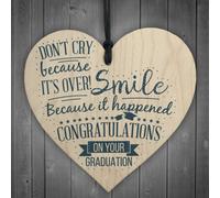 Red Ocean Congratulations On Your Graduation Wood Heart Gift For Her Him Keepsake Graduate Degree Exam Present