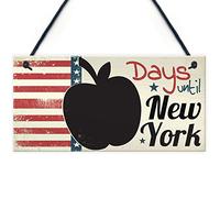 RED OCEAN Countdown Days Until New York Holiday Plaque Apple Chalkboard Sign Best Friend Couple