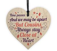RED OCEAN Cousin Friendship Gifts Wooden Heart Birthday Christmas Card Gift Keepsake Family Plaque