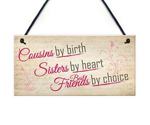 Red Ocean Cousins By Birth Friends By Choice Hanging Plaque Gift Cute Love Family Sign