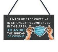 Red Ocean Covid 19 Hanging Door Sign Corona Wear Mask Warning Sign Instruction Plaque