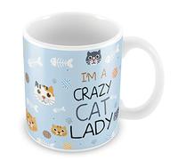 Red Ocean Crazy Cat Lady Mug Funny Mum Nan Birthday Christmas from Cat Pet Gift Funny Present