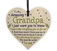 RED OCEAN Cute Grandpa Wooden Heart Grandpa Birthday From Grandchildren Grandparent Plaque