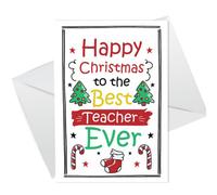 Red Ocean Cute Happy Christmas Card For Teacher Nursery Preschool School