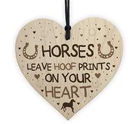 RED OCEAN Cute Horse Lover Gift: Wooden Heart Horse Signs And Plaques For Bedroom