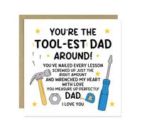 RED OCEAN Dad Card For Fathers Day Tool- est Dad Around Funny Birthday Card For From Daughter Son Joke With Envelope Tool