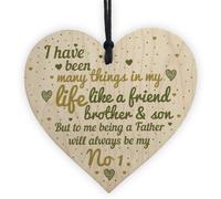 Red Ocean Dad Daddy Father Son Friendship Gift Handmade Wooden Heart Chic Plaque Birthday Christmas Gift