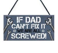 RED OCEAN Dad Fix It Screwed Man Cave Garage Shed Plaque Funny Dad Birthday Sign
